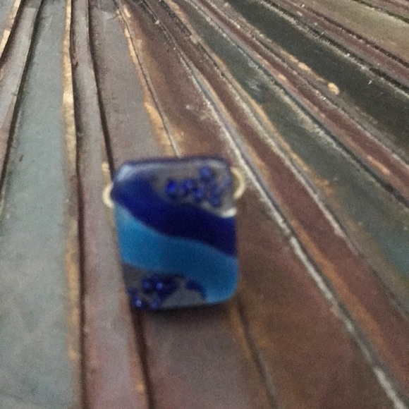 Adjustable glass ring, blue - Picture 10 of 12